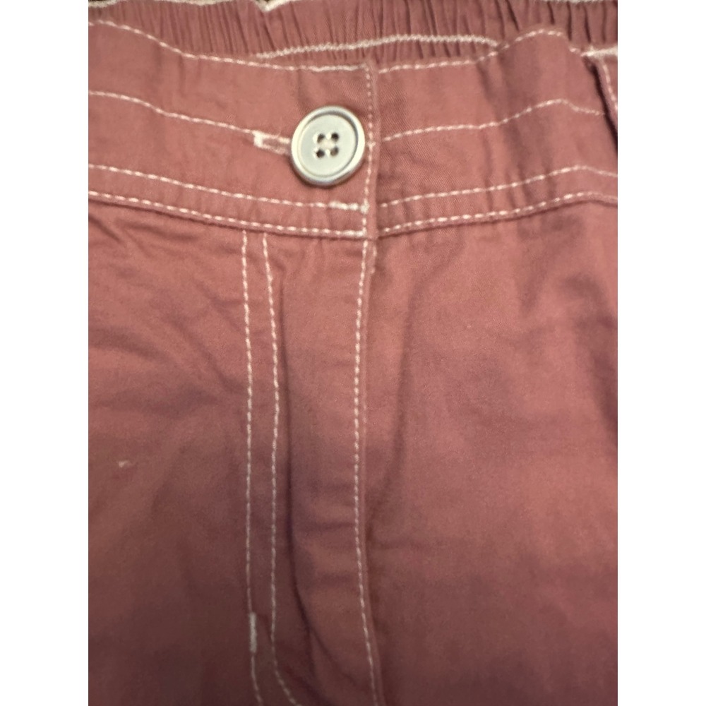 Cato Womens 6 Mauve Pink Cargo Capri Pants Contrast Stitch Mid Rise Utility